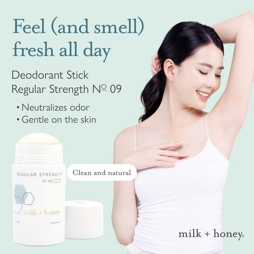 milk + honey Aluminum Free Deodorant for Women and Men, Regular Strength Deodorant No. 09, Natural Deodorant Gentle on the Skin, Lavender and Tea Tree scent