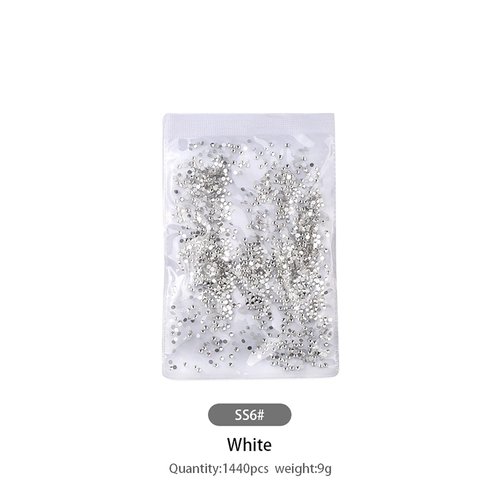 DIAO79NI Rhinestones 1440pcs SS6 Glass Nail Art Crystal Clear White Flatback Gemstones for Crafts Nails Makeup Bags and Shoes Decoration（SS6, Clear White）