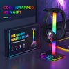 Gaming Headphone Stand PC Accessories - RGB Headset Stand with 2 USB Charger, Cool LED Headphone Holder PC Gaming Accessories Gift for Boys Men Gamers, Computer Game Hardware for Desk
