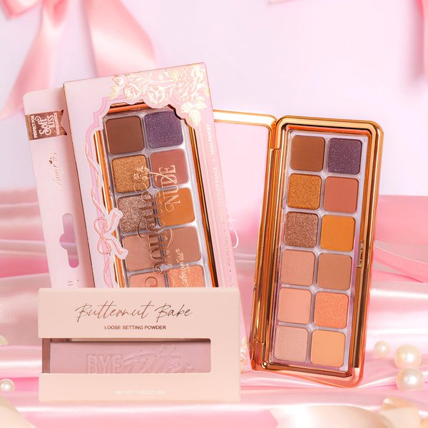 Glam Lux Beauty Bundle Beauty Creations Pink Cloud Pink Loose Setting Powder Minimize Pores, 14 hr Shine Control & Amorus Coquette Nude Pressed Pigment Palette, Matte & Shimmer