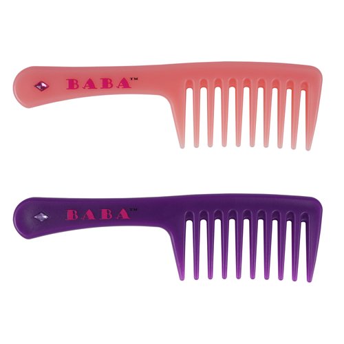 BABA - 2 Piece Diamond Crystal Wide Tooth Detangler Comb – Combs for Women, Hair Comb, Detangles Wet or Dry Hair, Detangling Comb, Wide Tooth Comb for Curls, Hair Brush Detangler (Pink Purple)