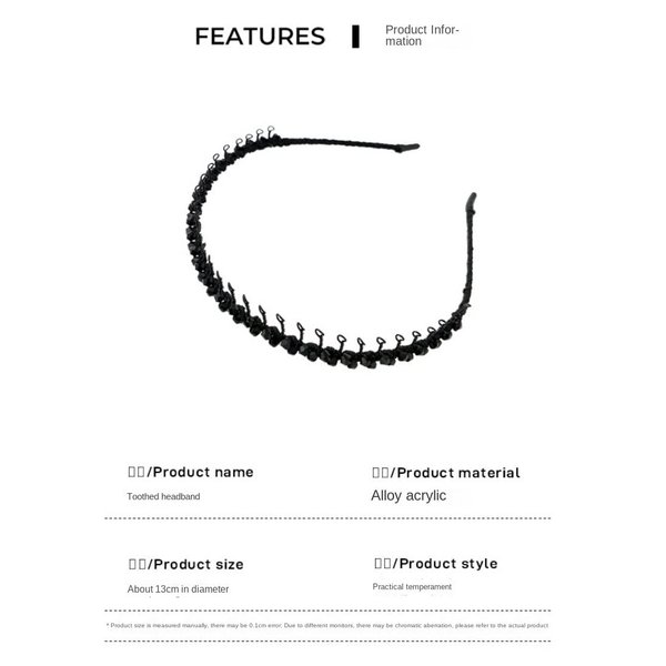 Qazuoik 2 Pack Hairpin Headbands For Women,Light Luxury Rhinestone With Teeth And Anti-Slip Hair Band, Bangs And Broken Hair Artifact, Princess Temperament Versatile Headwear (white)