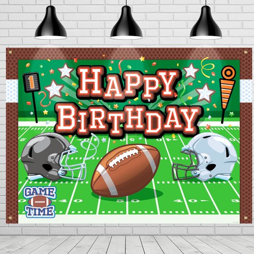 Treasures Gifted Birthday Football Backdrop 4.25ft Tall x 6ft Wide - Football Birthday Party Decorations - Sports Themed Birthday Party Supplies - Birthday Sports Banner - Football Party Supplies