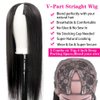 Dixtefo V Part Human Hair Wigs V Shape Wigs No Leave Out Lace Front Wigs Brazilian Virgin Straight Human Hair Wigs for Black Women 180% Density Natural Color 22Inch