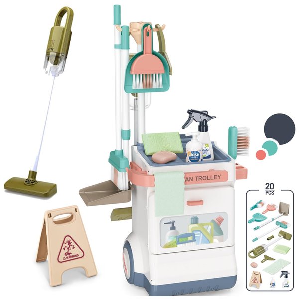 Cleaning Set Cart with Vacuum Cleaner for Girls Boys +3 Years by VALESSATI
