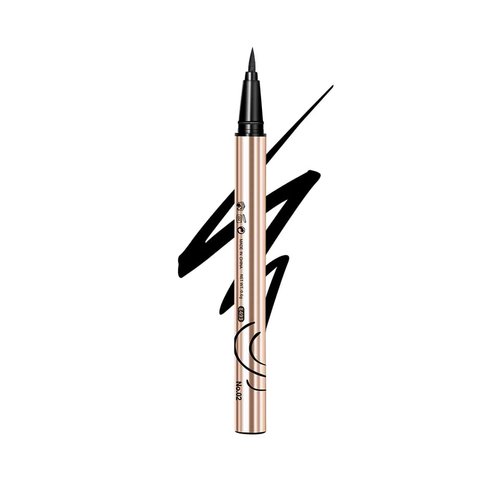 MENOW Long Lasting Waterproof Liquid Eyeliner Pencil, Soft Brush Tip with Quick Dry Formula, Sweat Resistant and Smudge Proof Private Label Straight Liner Pen, Black