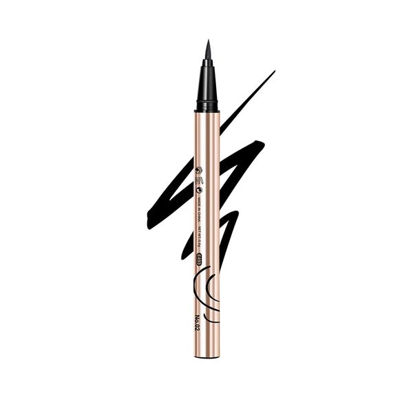 MENOW Long Lasting Waterproof Liquid Eyeliner Pencil, Soft Brush Tip with Quick Dry Formula, Sweat Resistant and Smudge Proof Private Label Straight Liner Pen, Black