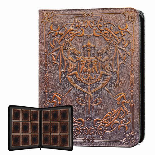 MeyAnlse 3D Card Binder,9 Pocket Trading Card Binder for Pokemon,PU Leather Album with Zipper,360 Side Loading Folder for TCG MTG, Lorcana, Other Collectible Game Cards,Magic The Gathering-Red