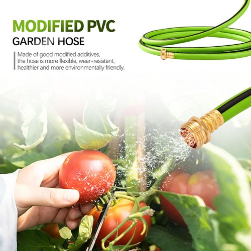 LitartPRO 1/2 inch 15FT Modified Eco-friendly PVC Garden Hose,Live Joint Brass Connector,GHT Fitting(3/4" Tap Faucet)