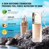 Oulac foundation make up, Skincare Infused with Aloe Leaf and Vitamin E, medium to high coverage liquid foundation, Natural Foundation Vagan 30ml