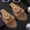 4 Pieces Metal Tassel Link Chain Epaulet Beaded Crystal Shoulder Boards Badge Punk Rivet Shoulder Jewelry Epaulettes Shoulder with Pins for Men and Women Uniform Accessories (Gold)
