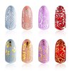 Warm Girl 432pcs 3D Flower Nail Art Stickers DIY Nail Decoration Tools 4 Sheets (Glod Sliver Black White)