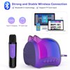 Mini Karaoke Machine for Kids & Adults,Portable Bluetooth Speaker with Wireless Microphones, Toys Birthday Gifts for 3-12 Year Old Family Home Party,Purple