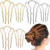 PAGOW 12Pcs Hair Fork Clip Stick, 4 Prong Side Hair Comb, 88mm/63mm2 Sizes Hair Updo Bun Hairpin for Women Girls Hair Pins Styling Tool Accessories