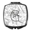 Caroline's Treasures CJ2007-GSCM Letter G Musical Note Letters Compact Mirror Decorative Travel Makeup Mirror for Women Girls Gifts Pocket Makeup Mirror Folding Handheld