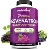 Nutrivein Premium Resveratrol 1450mg - 120 Caps: Pure Resveratrol Supplement Enhanced with Green Tea Leaf & Acai Berry - Aging, Defenses, Brain, and Joint Support