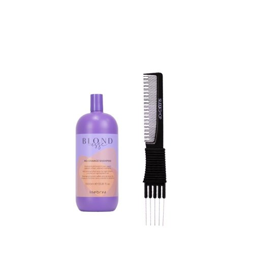Inebrya Blondesse No-Orange Shampoo (33.8 oz) with Teasing Comb Pack of 1