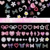 3D Multi Shapes Nails Charms Gems Set, Star Heart Planet Butterfly Nail Rhinetones Charms, Flowers Bows Hollow Star Moon Pearls Acrylic Nail Art Charms for Manicure DIY Crafts Jewel Accessories