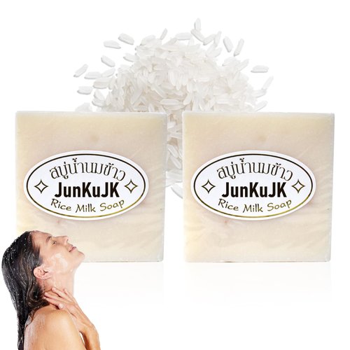 JunKuJK 2PCS Moisturizing Rice Shampoo Bar,Handmade Rice Water Facial Shampoo Soap,Easy to Carry Rice Bath & Hair Soap Bar for Women & Men