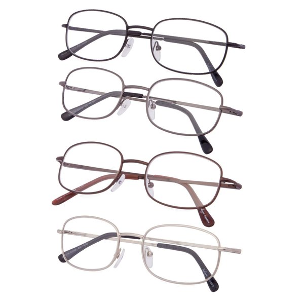 Gr8Sight 4-Pack Metal Frame Reading Glasses with Spring Hinged Arms