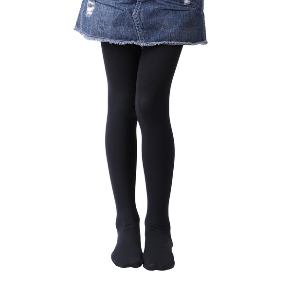 EVERSWE Girls Tights, Semi Opaque Footed Tights, Microfiber Comfortable Tights, Dance Tights (5-7, Black)