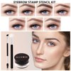 ALLROSE Eyebrow Stamp and Eyebrow Stencil Kit - Eye Brow Stamping Kit for Perfect Bushy Eyebrows, 20 Brow Stencils, Brow Stamp Trio Kit with Sponge Applicator, Waterproof Eyebrow Kit, Blonde