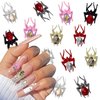 LRKNNO Halloween Nail Charms 3D Alloy Spider Nail Charms Gold Silver Red Pink Black Spider Nail Gems Jewelry Spider Nail Rhinestones Design Halloween Charms for Acrylic Nails DIY Nail Decoration 12Pcs