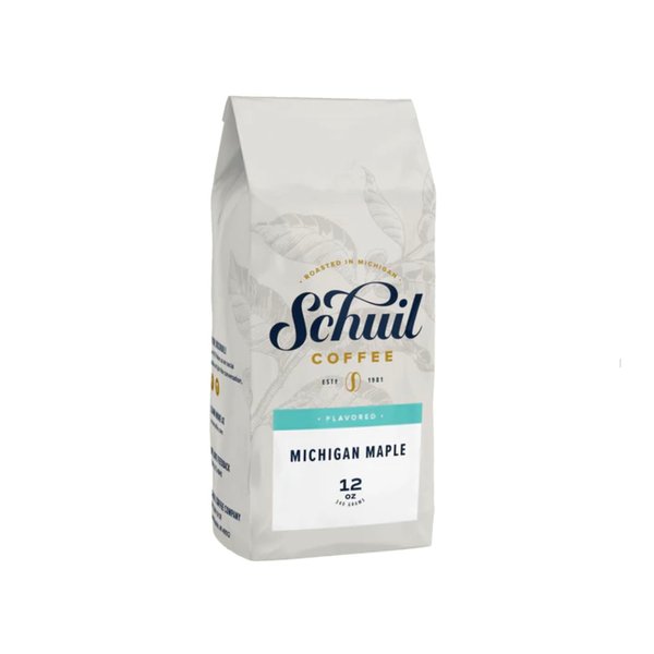 Schuil Whole Bean Coffee, Fair Trade, Premium Medium Roasted Gourmet Whole Coffee Beans (Michigan Maple, 12 Ounce Bag) - Small Batch Coffee Beans, Smooth and Full Bodied, Light Roast, Specialty Coffee