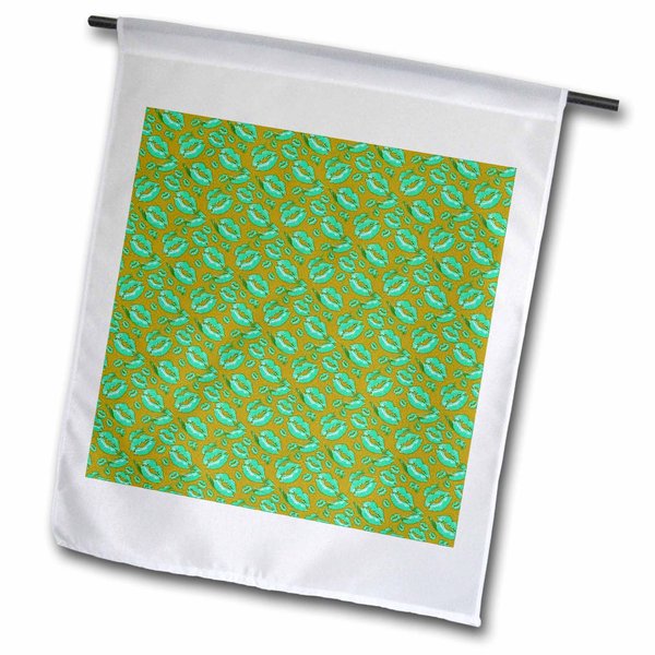 3dRose Two Kisses Collided Lip Affectionate Aqua Colored Lips Pattern - Flags (fl_357229_2)