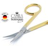 Camila Solingen CS05 Professional Nail Cuticle Scissors, Hypoallergenic Gold Plated Sharp Curved Manicure Pedicure Grooming for Finger and Toe Nail Care. Made of Stainless Steel in Solingen, Germany