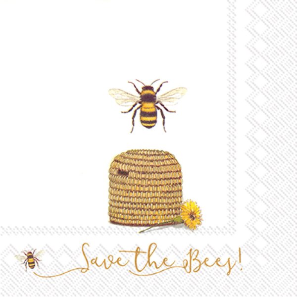 Save the Bees Lunch Napkins 40 Count | Dandelion & Bee Design | 6.5 x 6.5 Inches | Eco-Friendly | Printed in Germany