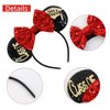 WOVOWOVO Graduation Mouse Ears Headbands for Women Girls Sparkle Bow Hairband for for Graduates Cosplay Costume Party Decorations Gifts Hair Accessory
