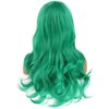 BERON Green Wigs Long Curly Wavy Women Wigs with Bangs Colored Wave Heat Resistant Synthetic Wigs for Cosplay Daily Wigs Wig Cap Included