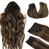 DOORES Clip in Hair Extensions Real Human Hair, Balayage Dark Brown to Chestnut Brown 24 Inch 9pcs 150g, Extensions Human Hair Clip in Remy Hair Extensions Natural Hair Extensions Thick Straight