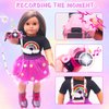 HAPGFS American 18 Inch Doll Accessories Doll Travel Set Including Suitcase Luggage and Dress, Camera Computer Phone Neck Pillow Sunglasses Dolls Travel Gear Play Set Gift for Birthday (NO Doll)