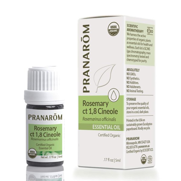 Pranarom USDA Certified Organic Rosemary Cineole Essential Oil (5ml), 100% Pure Undiluted Therapeutic Grade from Tunisia for Aromatherapy, Diffuser, Meditation, Massage, Relaxation