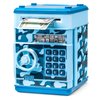 ATM Piggy Bank for Boys Girls, Vcertcpl Mini ATM Coin Bank Money Saving Box with Password, Kids Safe Money Jar for Adults with Auto Grab Bill Slot, Great Gift Toy Bank for Kids (Camouflage Light Blue)