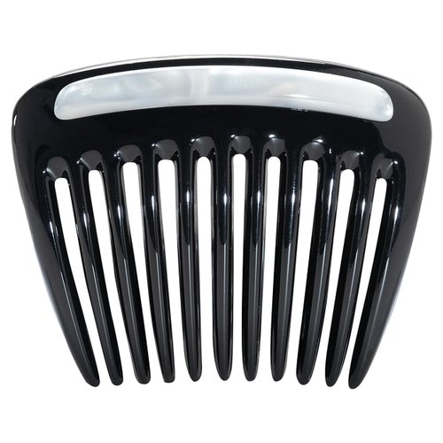 Camila Paris CP3769 French Hair Side Comb Small Rounded Black and Pearl, French Twist Hair Combs, Strong Hold Hair Clips for Women Bun Chignon, Styling Girls Hair Accessories Made in France
