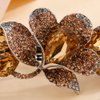 Aimimier Bridal Crystal Flower Hair Clip for Thick Thin Hair Bun Barrettes Classical Wedding Hair Accessories for Women (Yellow)