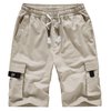 VtuAOL Men's Cargo Shorts Elastic Waist Casual Cotton Shorts with Multi Pockets Beige Asian 6XL/US 38