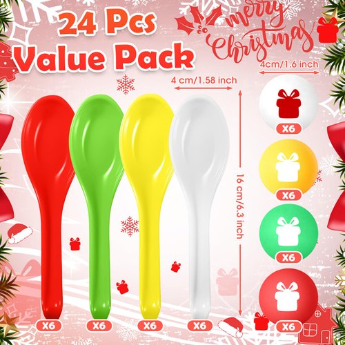 JellyArch 48 Pack Christmas Game Spoon Relay Race Toy Set, Christmas Themed Ball and Spoon Race Game for Indoor Outdoor Decorations Christmas Party Holiday Birthday Supplies Favors(Gift Box)