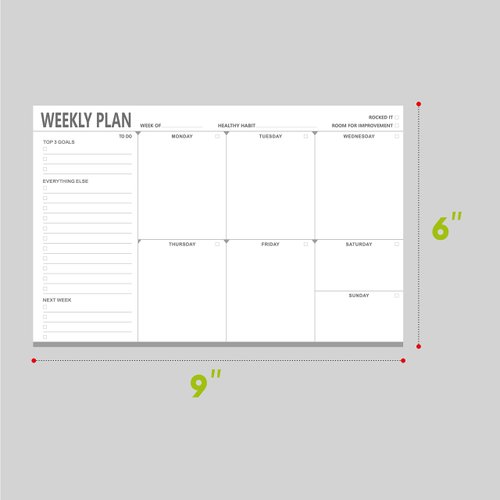 Weekly Planner Desktop List Note Pad To Do List with Magnet Mountings for Fridge Locker (90 Sheets 9" x 6")