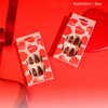 IMSOHOT Wine Red Press on Nails Almond Medium Fake Nails Cute Bow with Rhinestones Acrylic Full Cover Glue on Nails Glossy False Nails Kits for Women Red Gel Natural Nails 24 Pcs