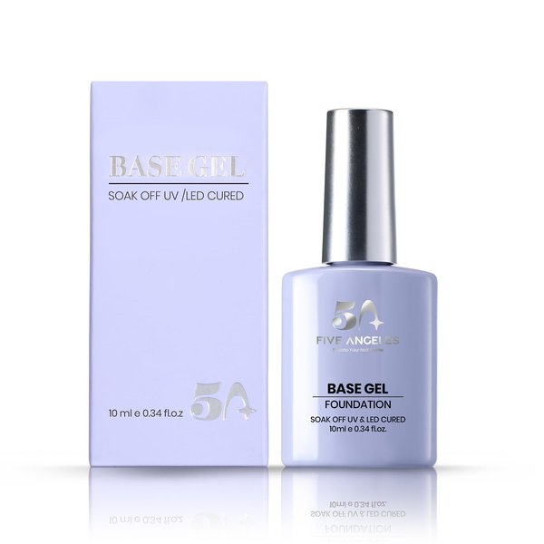 Five Angeles Gel Nail Polish Gel No Wipe Base Coat,Gel Nail Polish Soak Off LED Nail Lamp Gel Base Coat Upgraded Formula Long-Lasting DIY Home and Nail Salon 0.34 fl oz/10ml