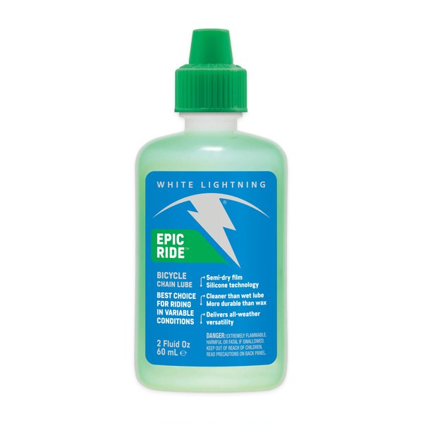 White Lightning Epic Ride All Conditions Light Bicycle Chain Lube, 2oz Drip Squeeze Bottle