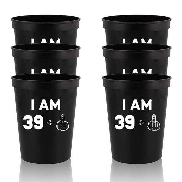 Veracco I am 39+1 Middle Finger Stadium Party Cup Funny 40th Birthday Gag Gifts For Him Her Fourty And Fabulous (Black, 12)