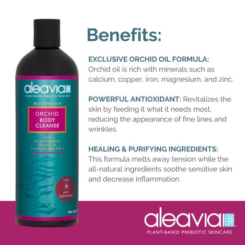 Aleavia Orchid Body Cleanse – Organic & All-Natural Prebiotic Body Wash with Pure Cold-Pressed Orchid Oil – Nourish Your Skin Microbiome – 16 Oz