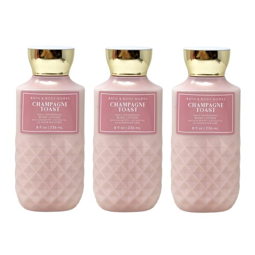 Generic Bath and Body Work CHAMPAGNE TOAST Daily Nourishing Body Lotion 3 Piece Set - 8 fl oz / 236 mL each, Pink