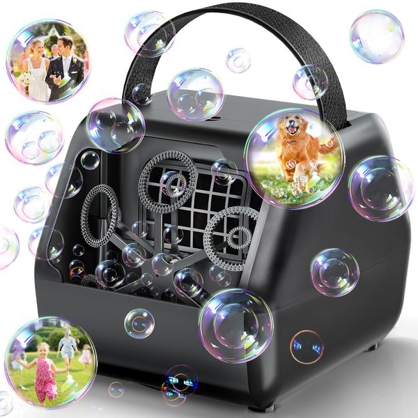 Scuwtocn Bubble Machine Automatic Bubble Blower for Parties - Battery Operated 9000+ Bubbles with 2 Speeds Bubble Maker Bubble Toys for Outdoor Indoor Birthday Party (Black)