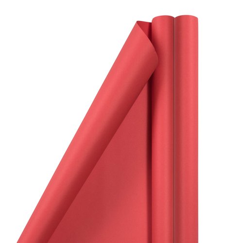 JAM Paper Gift Wrap - Matte Wrapping Paper - 50 Sq Ft Total (30 in x 10 Ft Each) - Matte Red - 2 Rolls/Pack